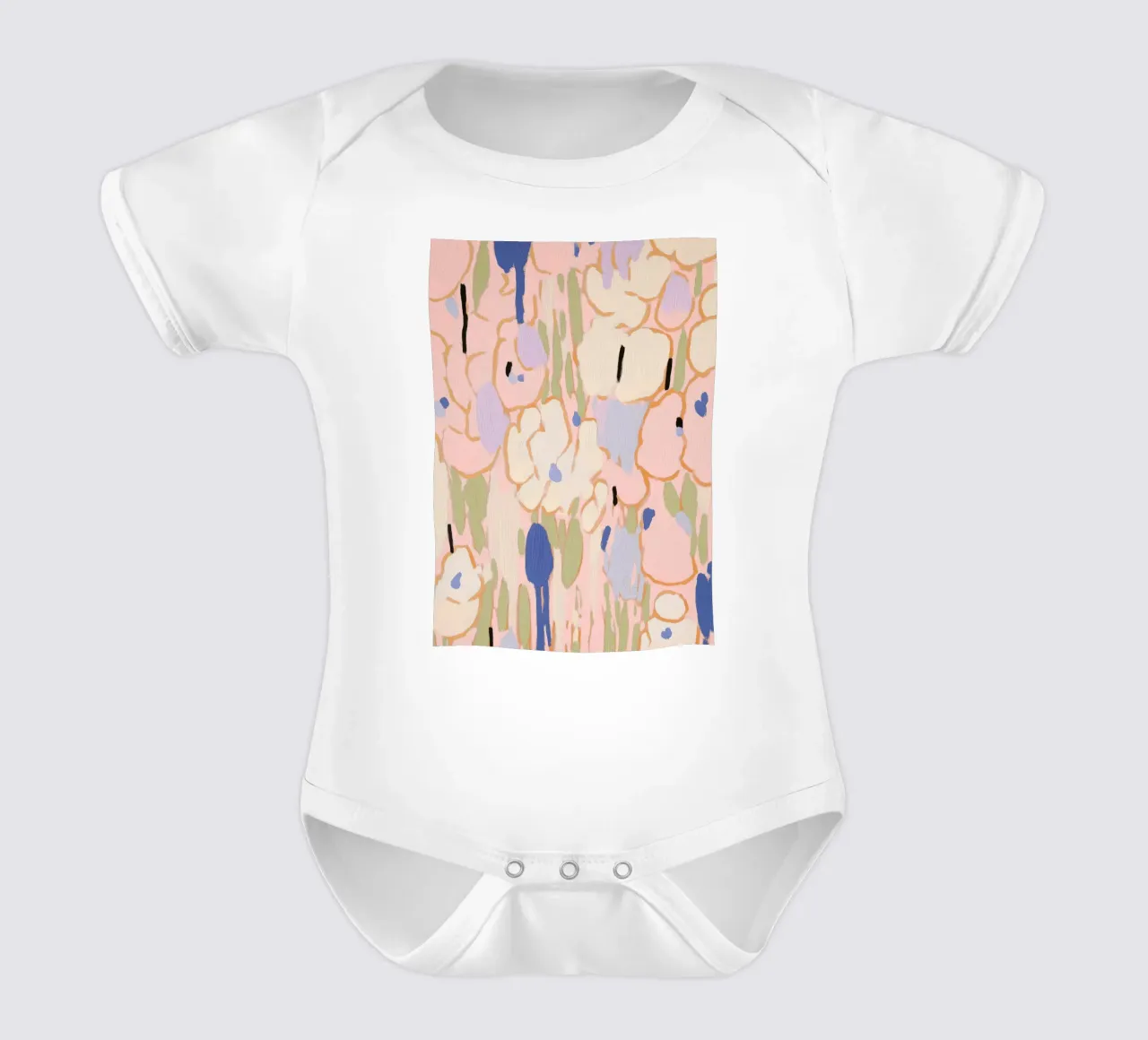 Bloemenprint, Pastel Abstract Bloemen babyrompertje korte mouwen van Boheme