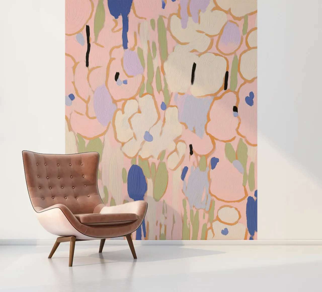 Flower Print, Pastel Abstract Floral photo wallpaper by Boheme