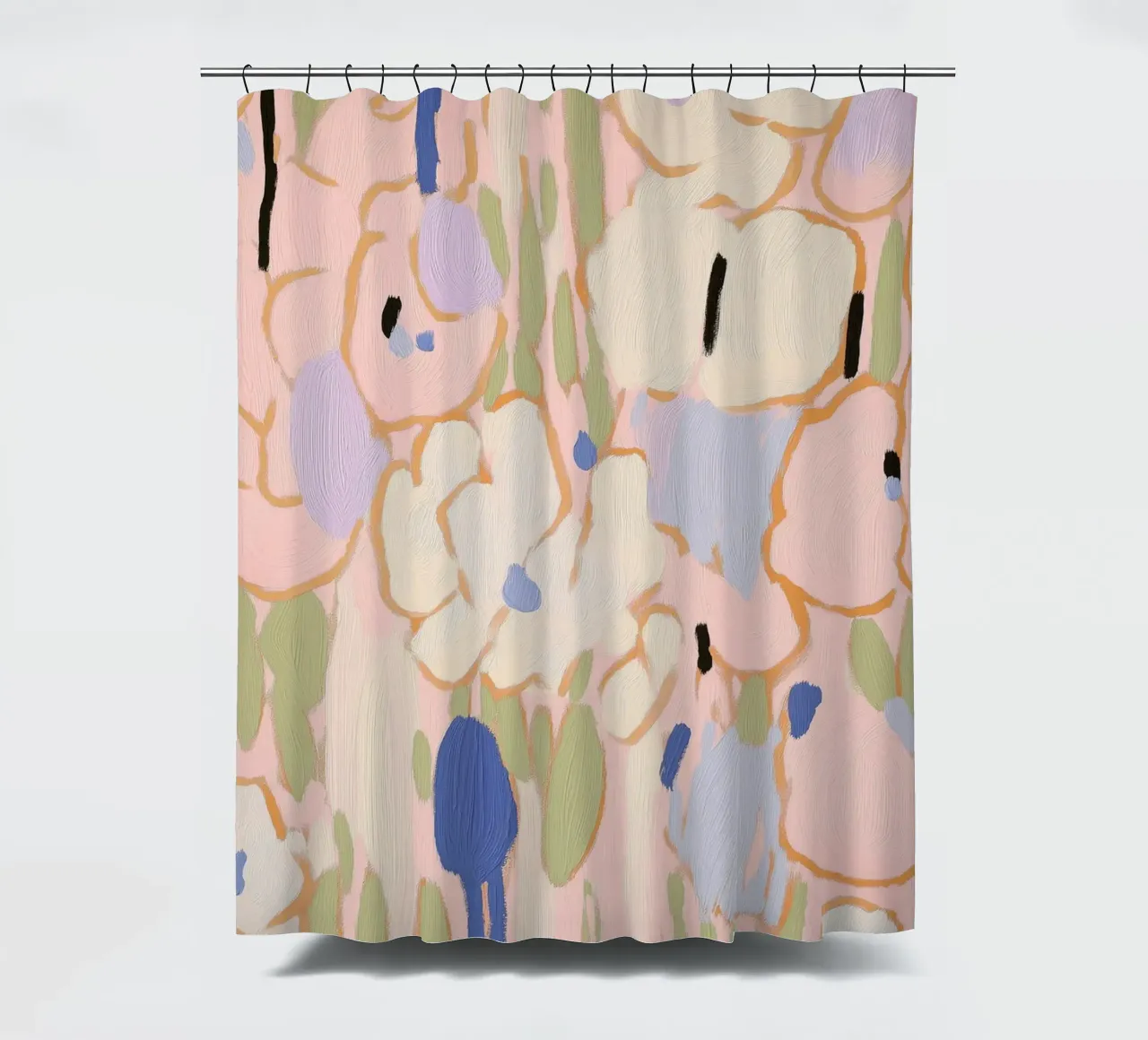 Flower Print, Pastel Abstract Floral shower curtain by Boheme