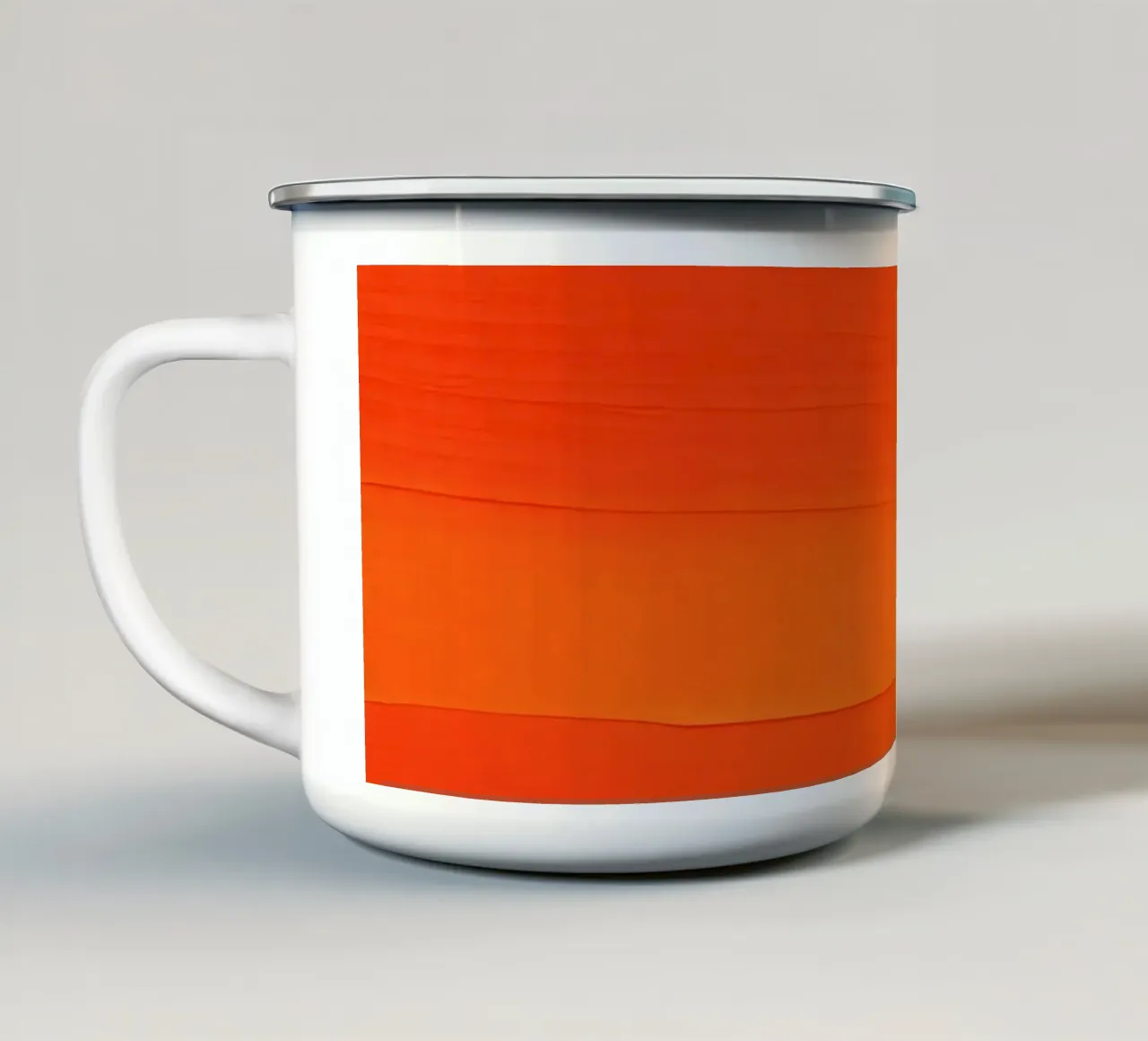 abstracte compositie met oranje en gele tinten emaille mok van DesignDoodle