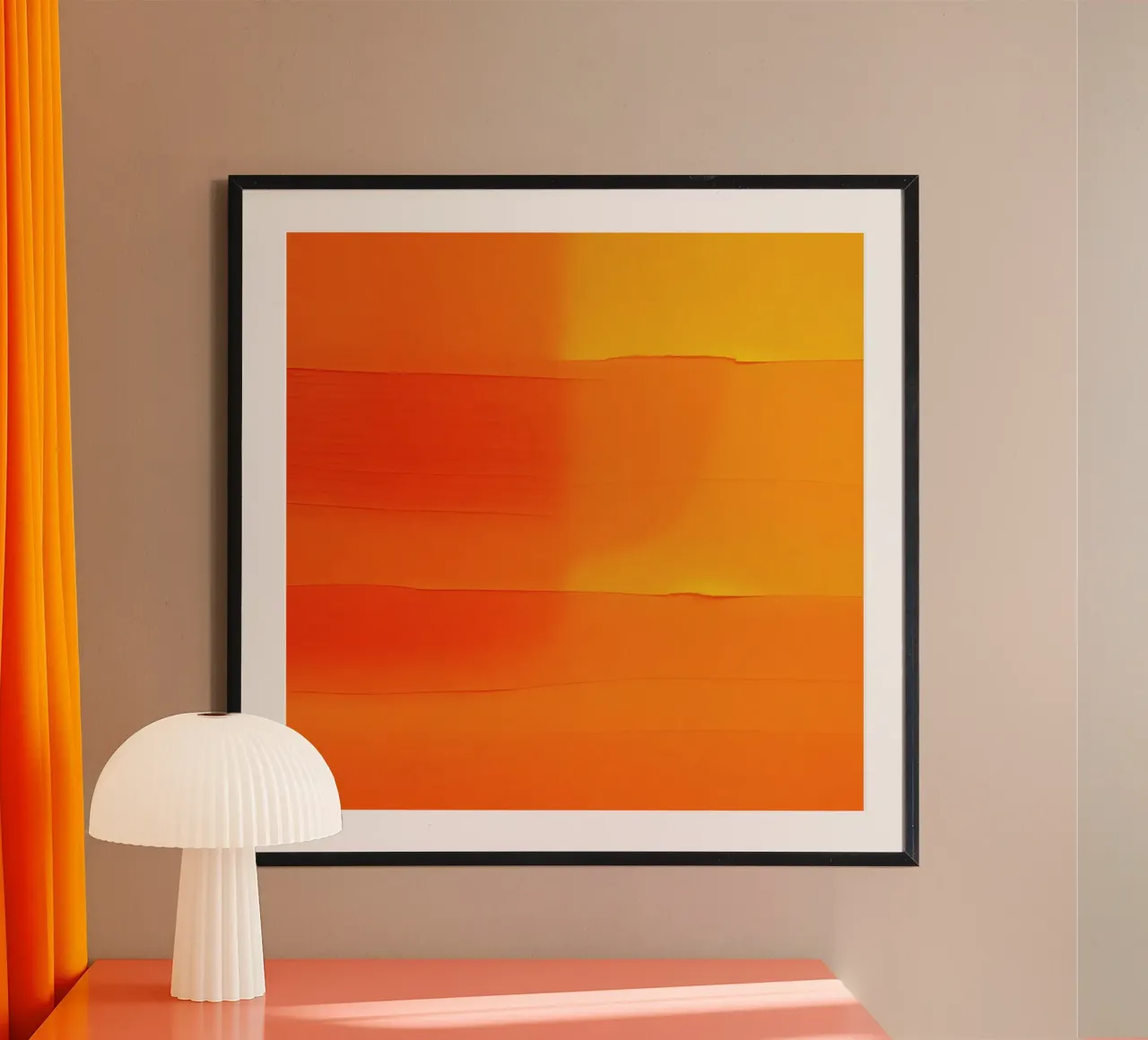 abstracte compositie met oranje en gele tinten hahnemühle van DesignDoodle