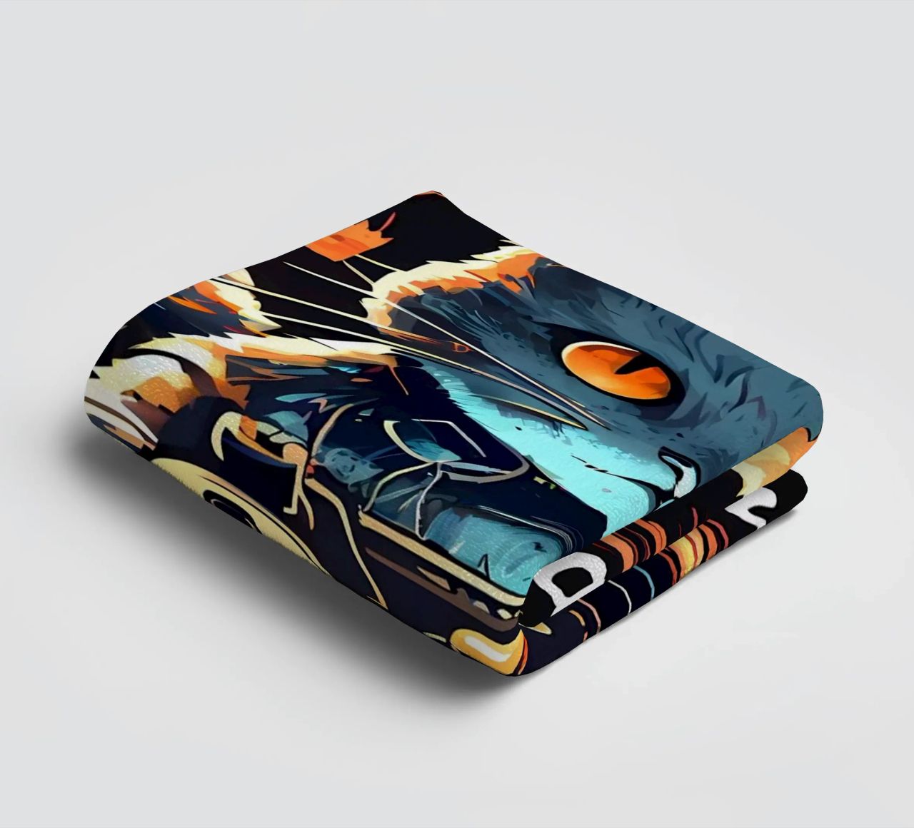 cat video game controller headset gaming text towel by William D Ogden