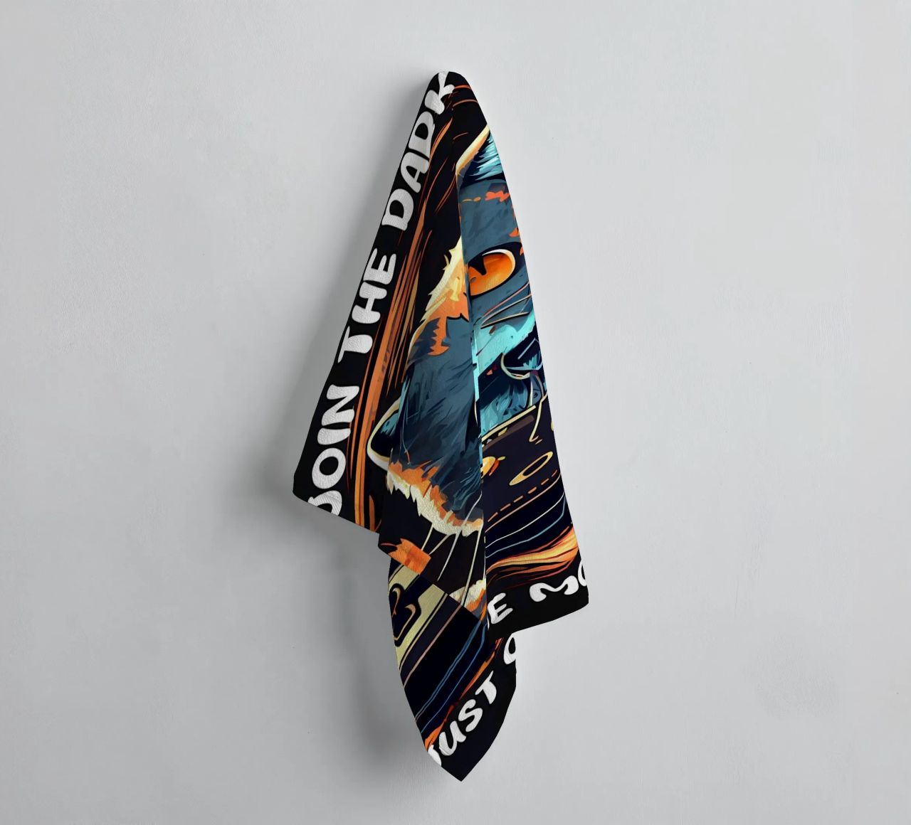 cat video game controller headset gaming text towel by William D Ogden