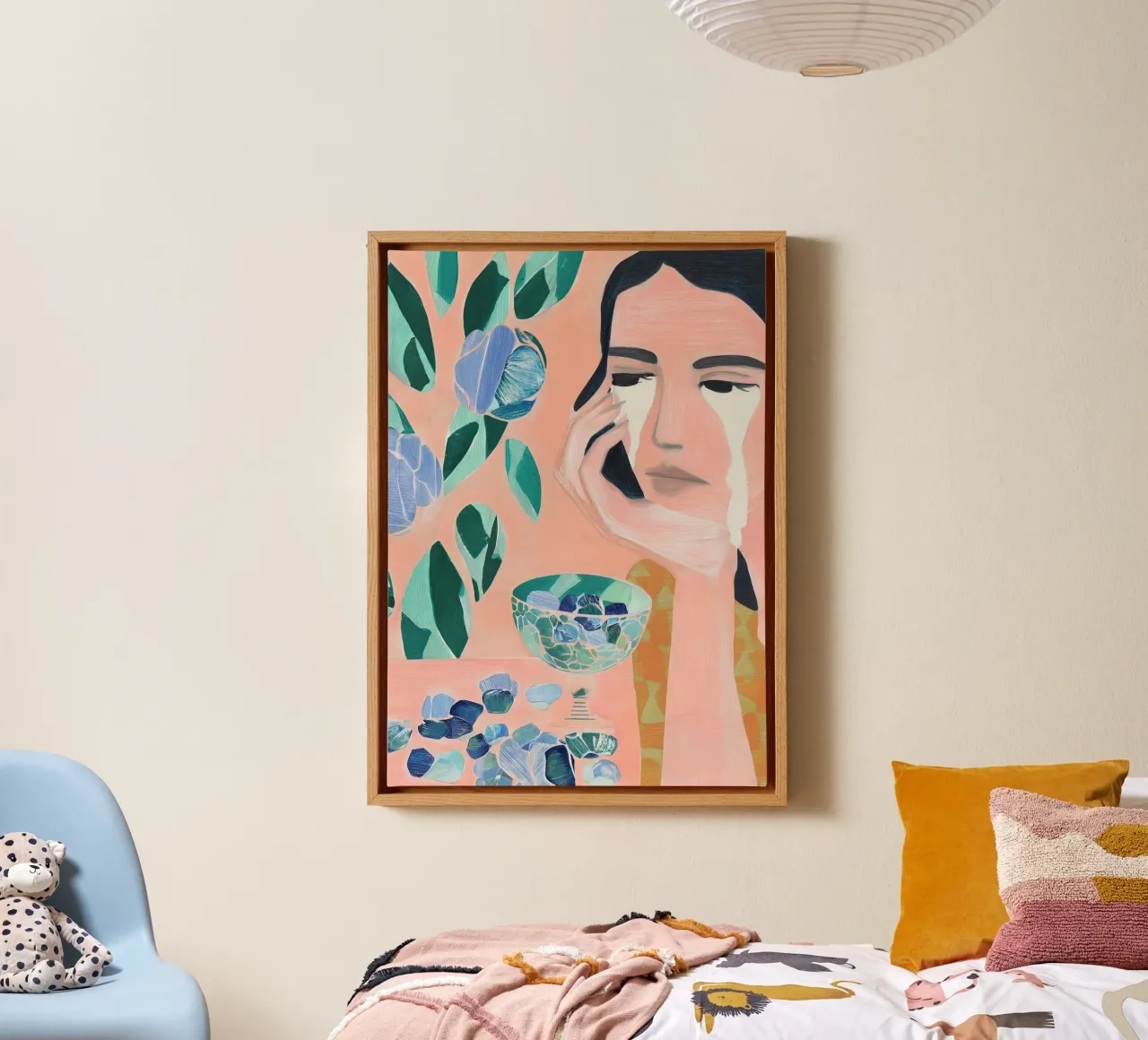 Abstracte vrouw print canvas met Baklijst van Boheme