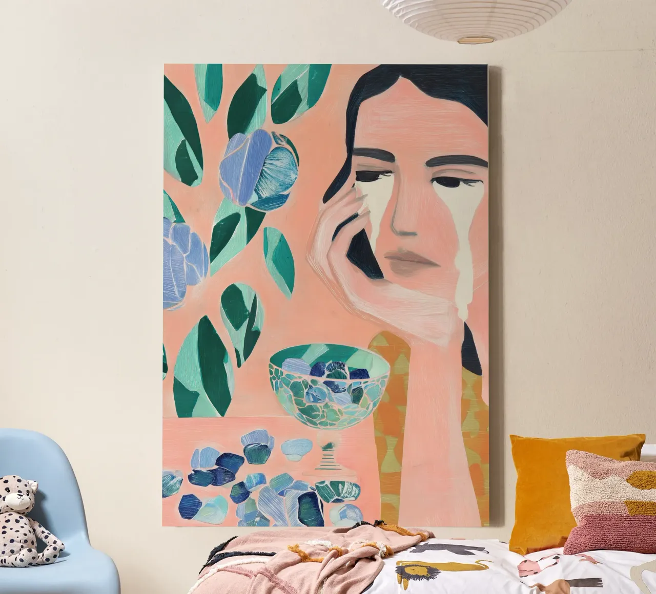 Abstracte vrouw print canvas met Baklijst van Boheme
