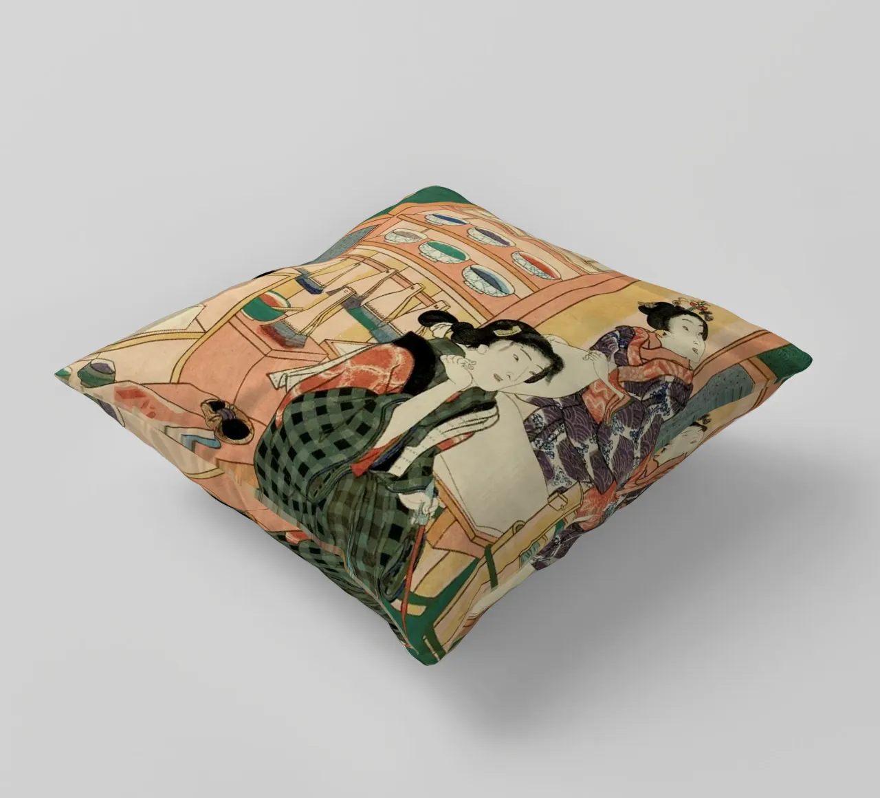 Kunisada - The Class of the Craftsmen cuscino da ARTOTHEK