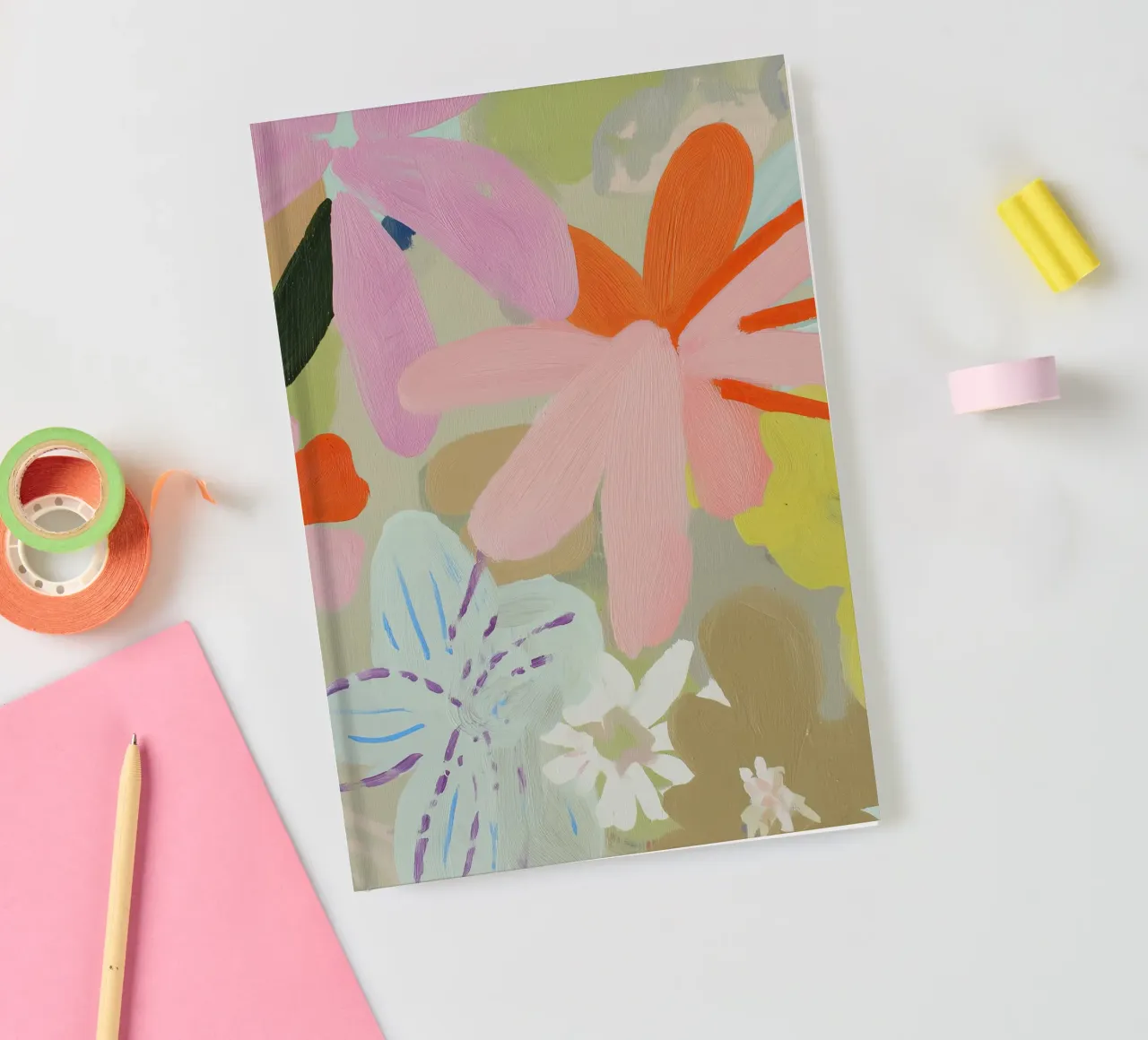 Abstract Retro Floral Print notebook by Boheme