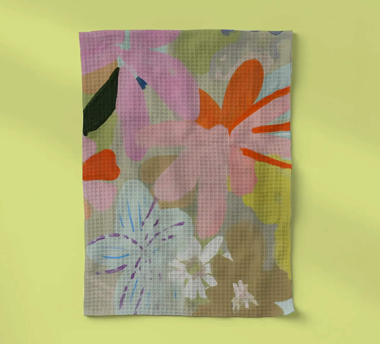 Abstracte Retro Bloemenprint theedoek van Boheme