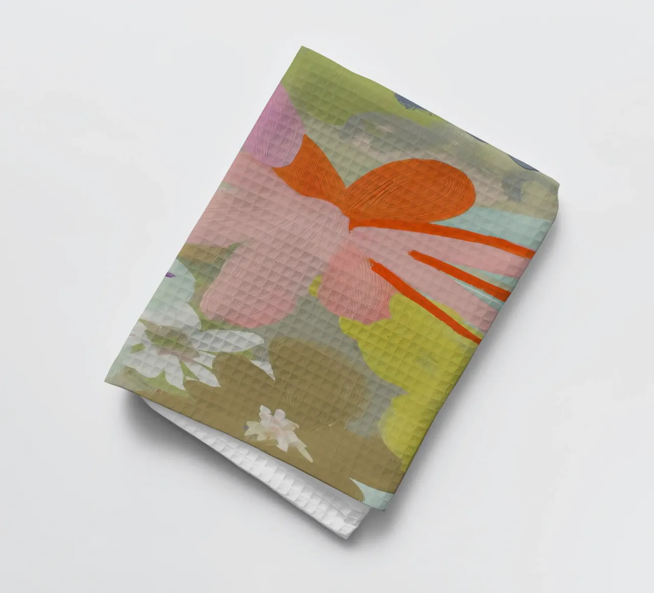 Abstracte Retro Bloemenprint theedoek van Boheme