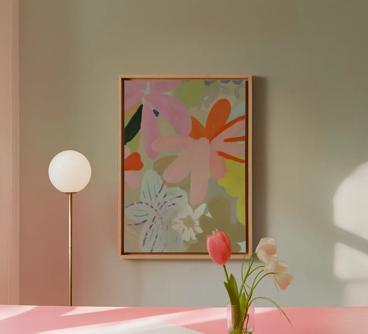 Abstracte Retro Bloemenprint canvas van Boheme
