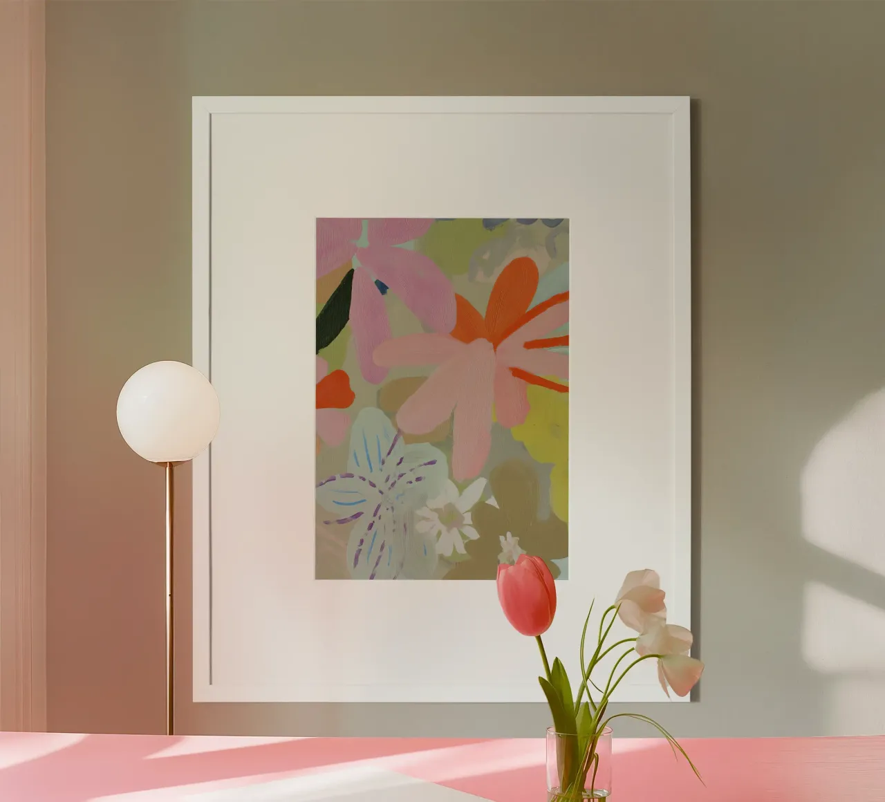 Abstracte Retro Bloemenprint hahnemühle van Boheme