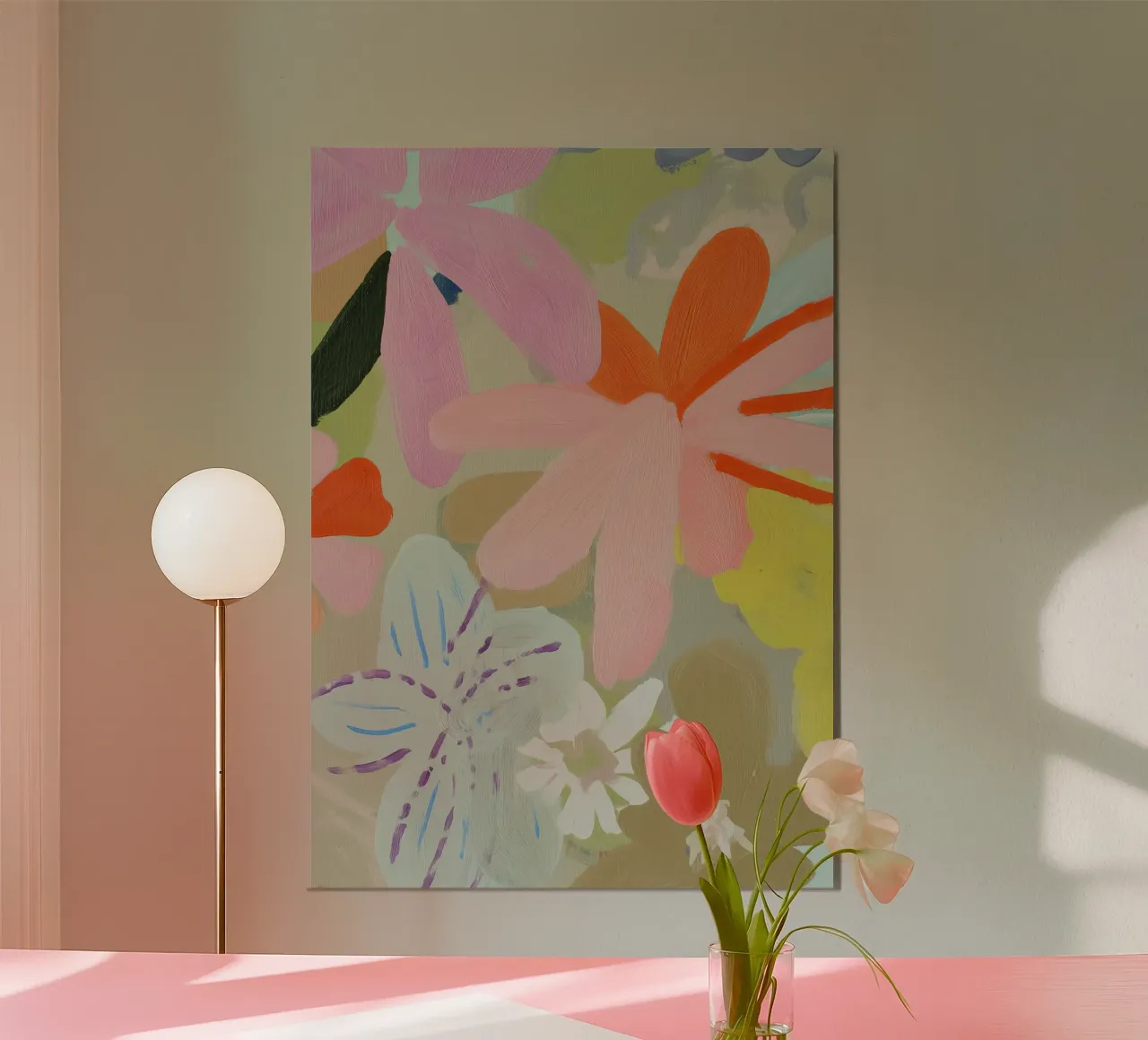Abstracte Retro Bloemenprint hahnemühle van Boheme