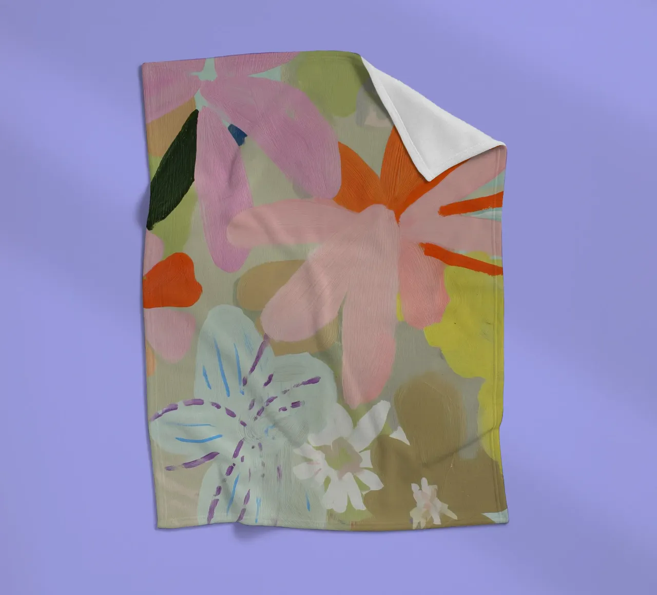 Abstracte Retro Bloemenprint fleecedeken van Boheme