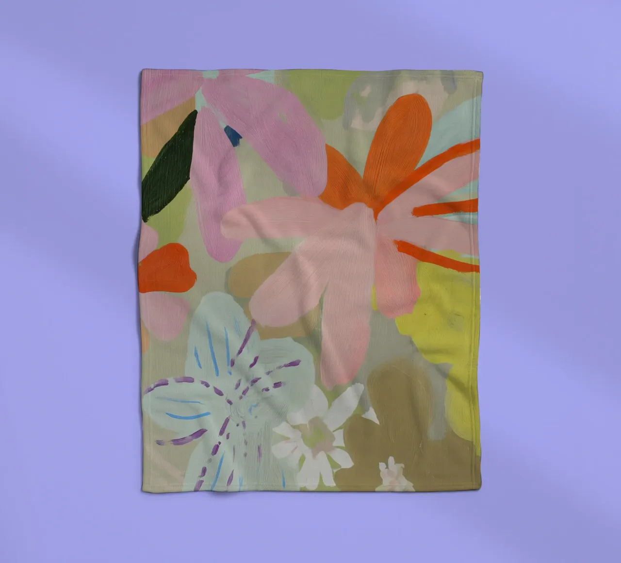 Abstracte Retro Bloemenprint fleecedeken van Boheme