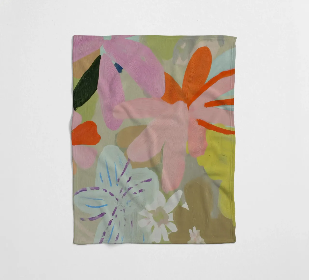 Abstracte Retro Bloemenprint fleecedeken van Boheme