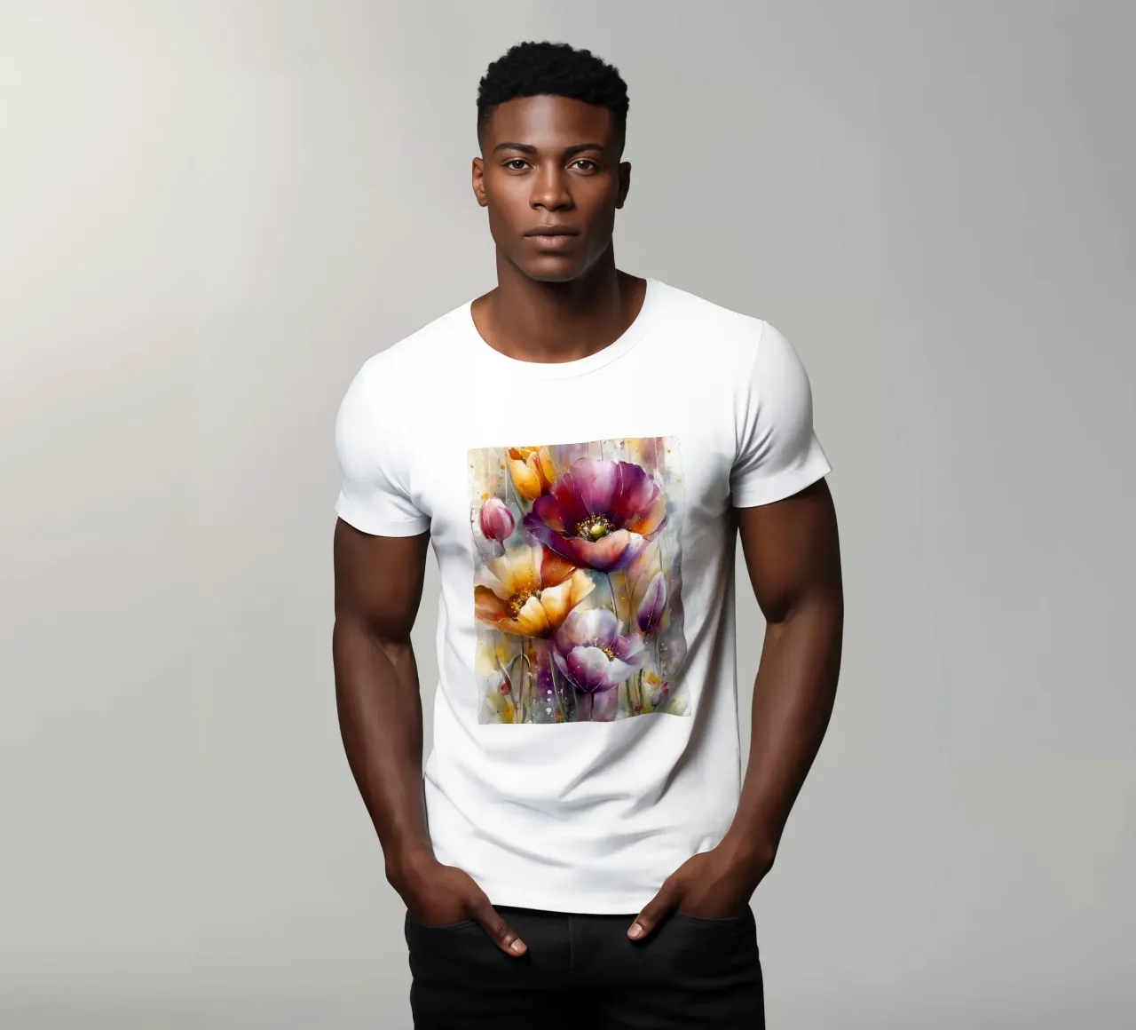 Wildflowers Poppy Abstract art C t-shirt da Mateo