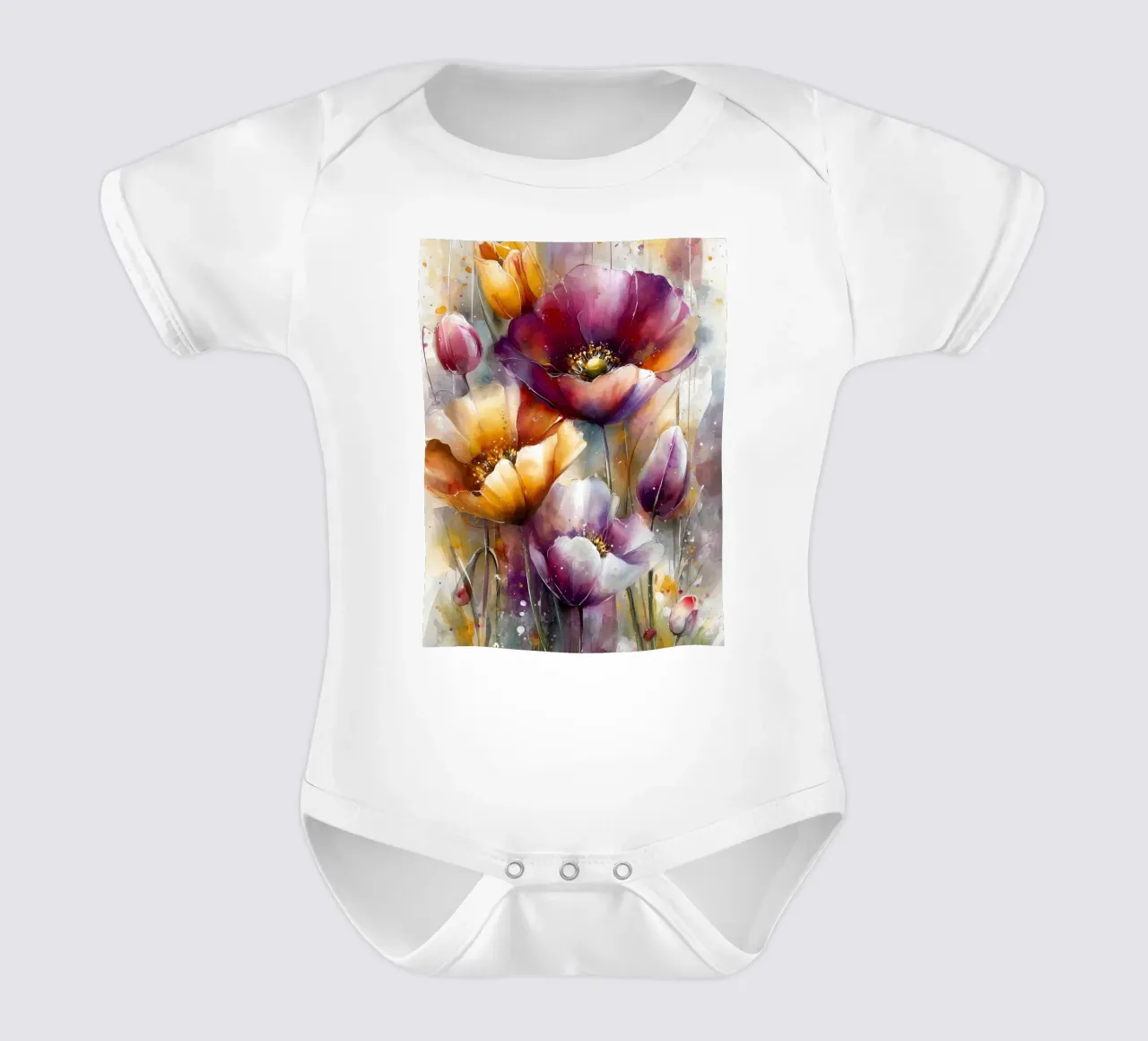 Wildflowers Poppy Abstract art C body neonato maniche corte da Mateo