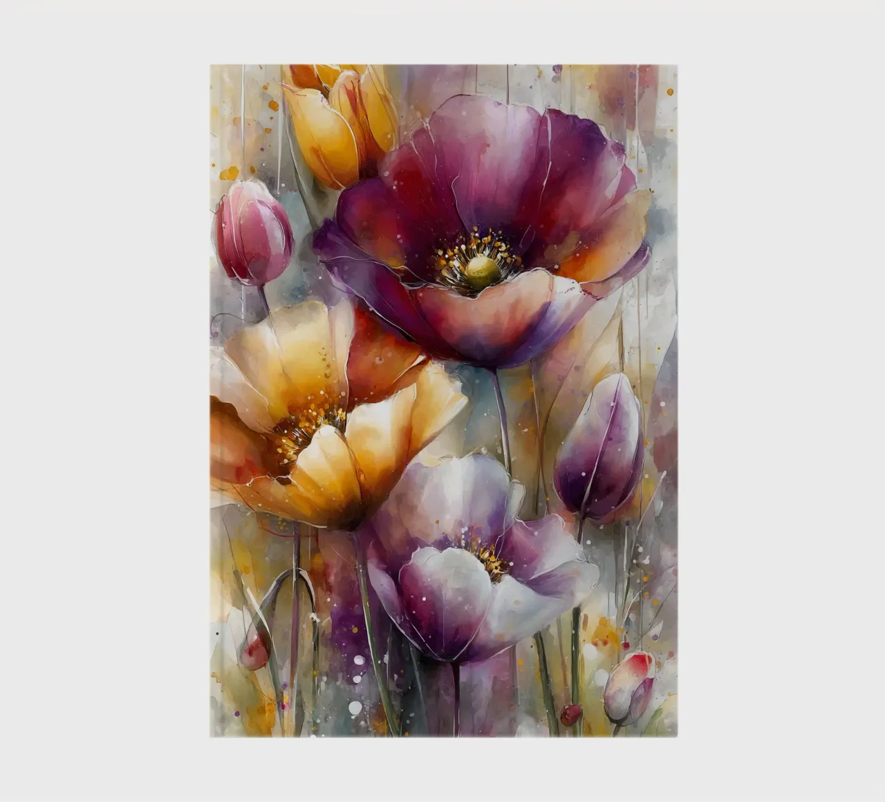 Wildflowers Poppy Abstract art C Notizbuch von Mateo