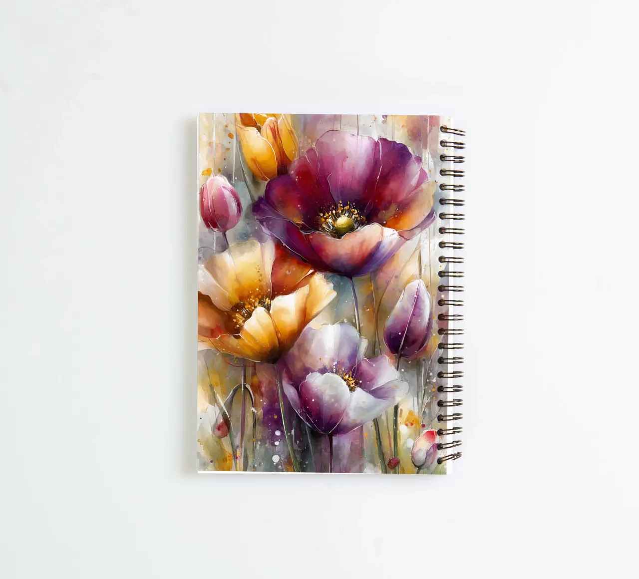 Wildflowers Poppy Abstract art C spiral notebook by Mateo