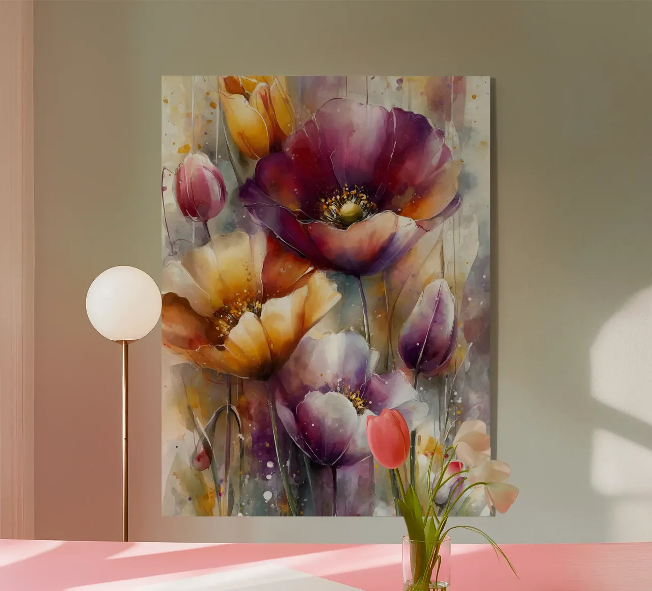 Wildflowers Poppy Abstract art C plexiglass da Mateo