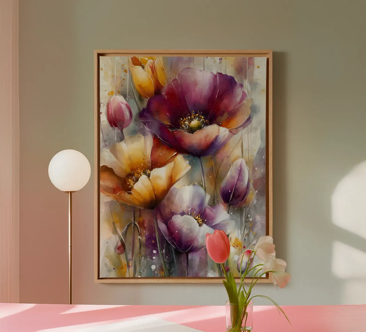 Wildflowers Poppy Abstract art C tela con Cornice a cassetta da Mateo