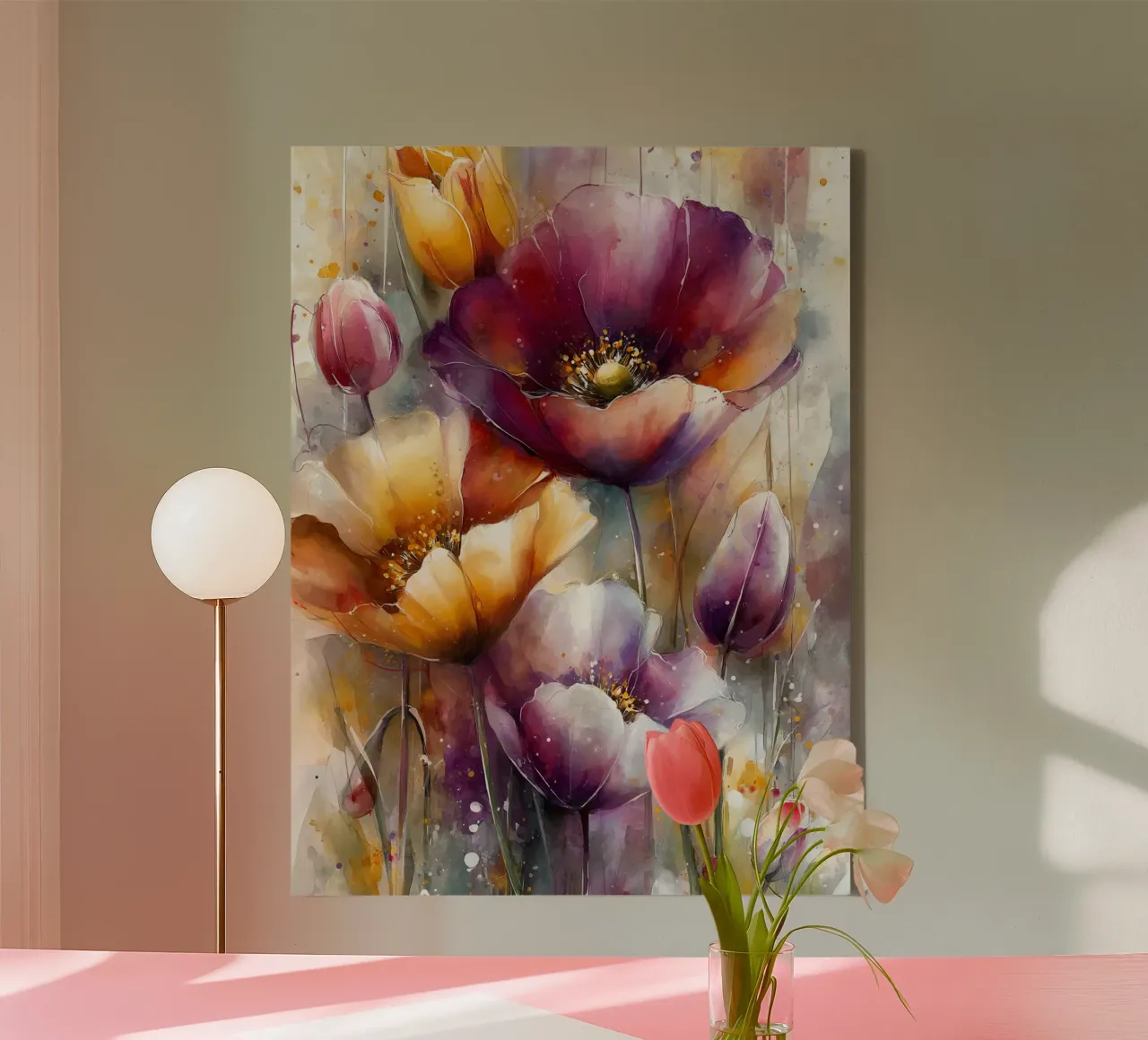Wildflowers Poppy Abstract art C tela con Cornice a cassetta da Mateo