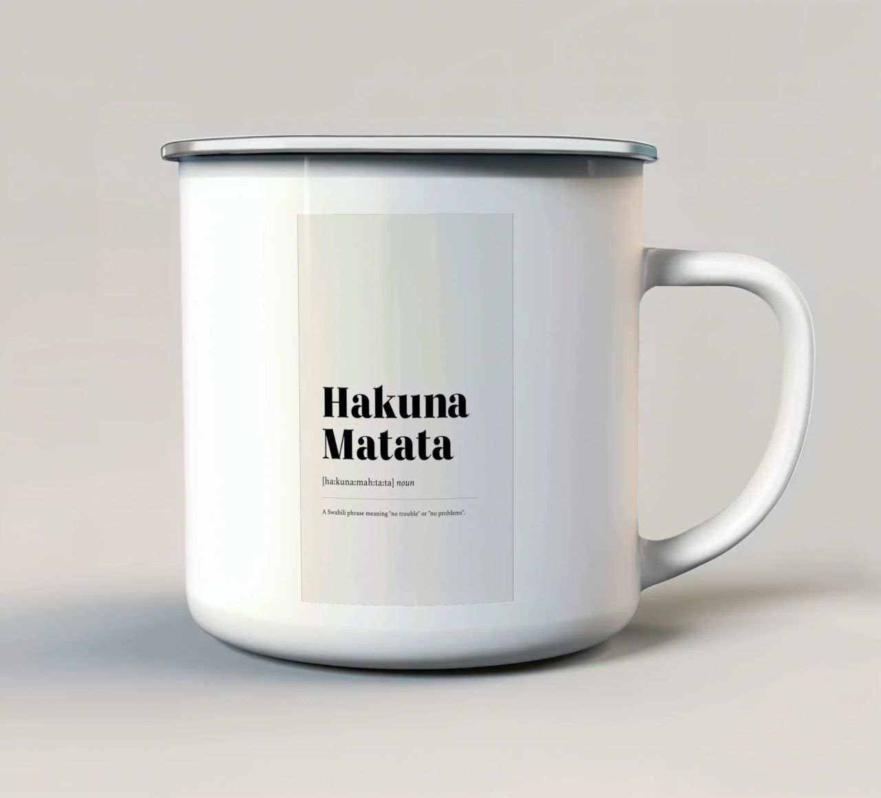 Hakuna Matata 2 tazza in smalto da daylight design studio
