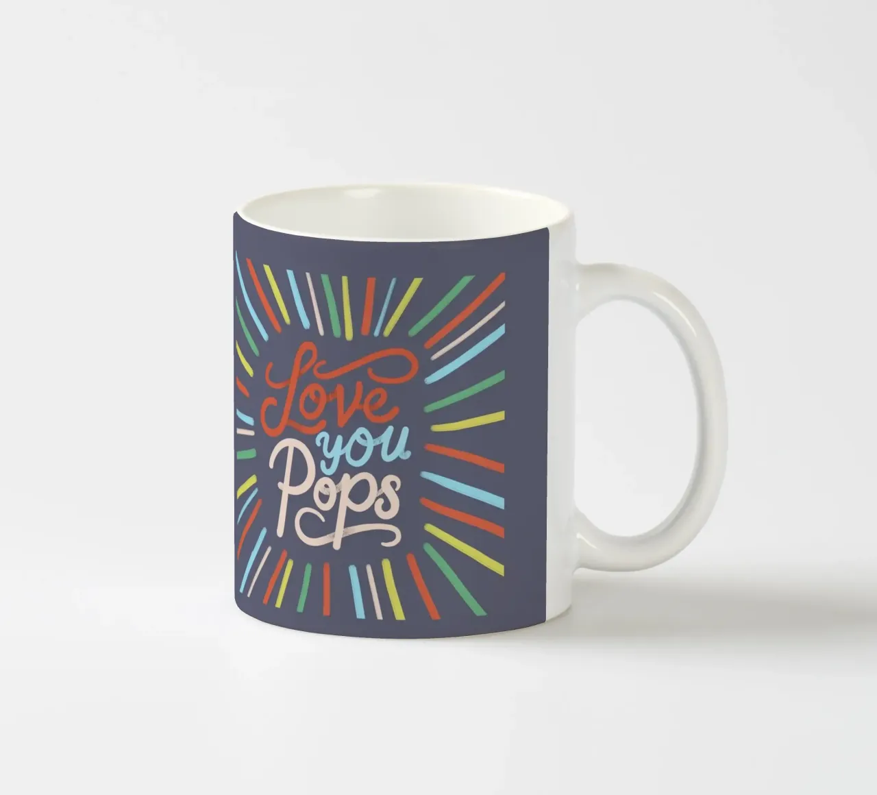 Tipografia "Love You Pops" a scoppio colorato tazza in ceramica da showmemars