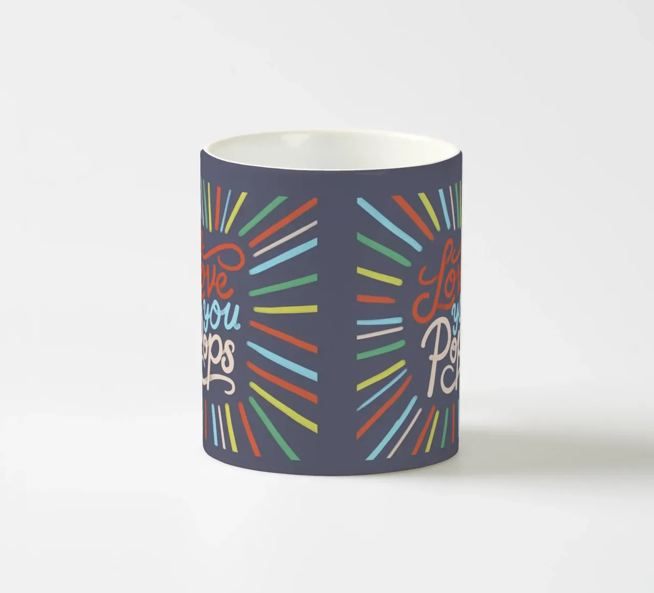Tipografia "Love You Pops" a scoppio colorato tazza in ceramica da showmemars