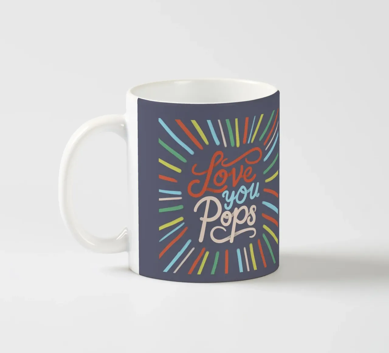 Tipografia "Love You Pops" a scoppio colorato tazza in ceramica da showmemars