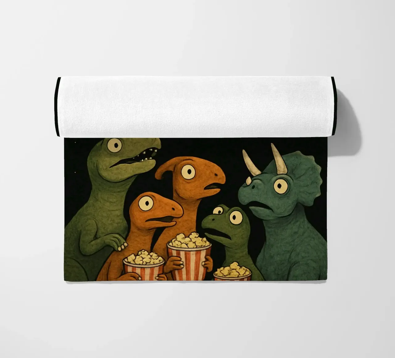 Divertente gruppo di dinosauri telo mare da Funny Humor Art