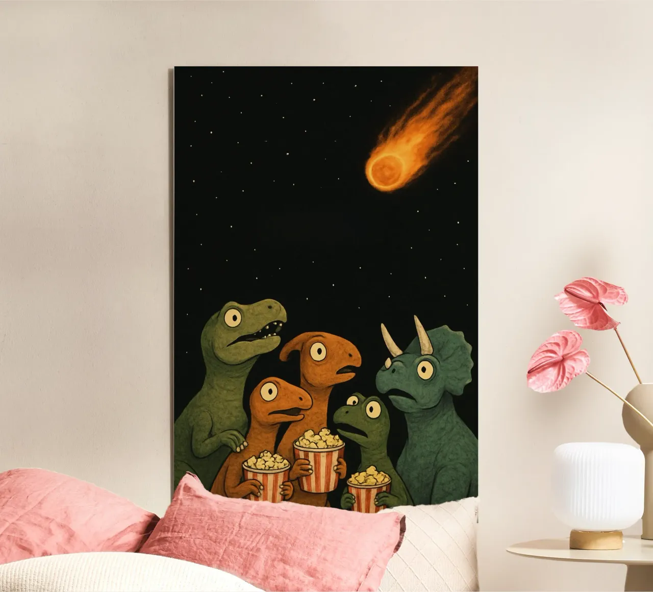 Divertente gruppo di dinosauri pannello forex da Funny Humor Art