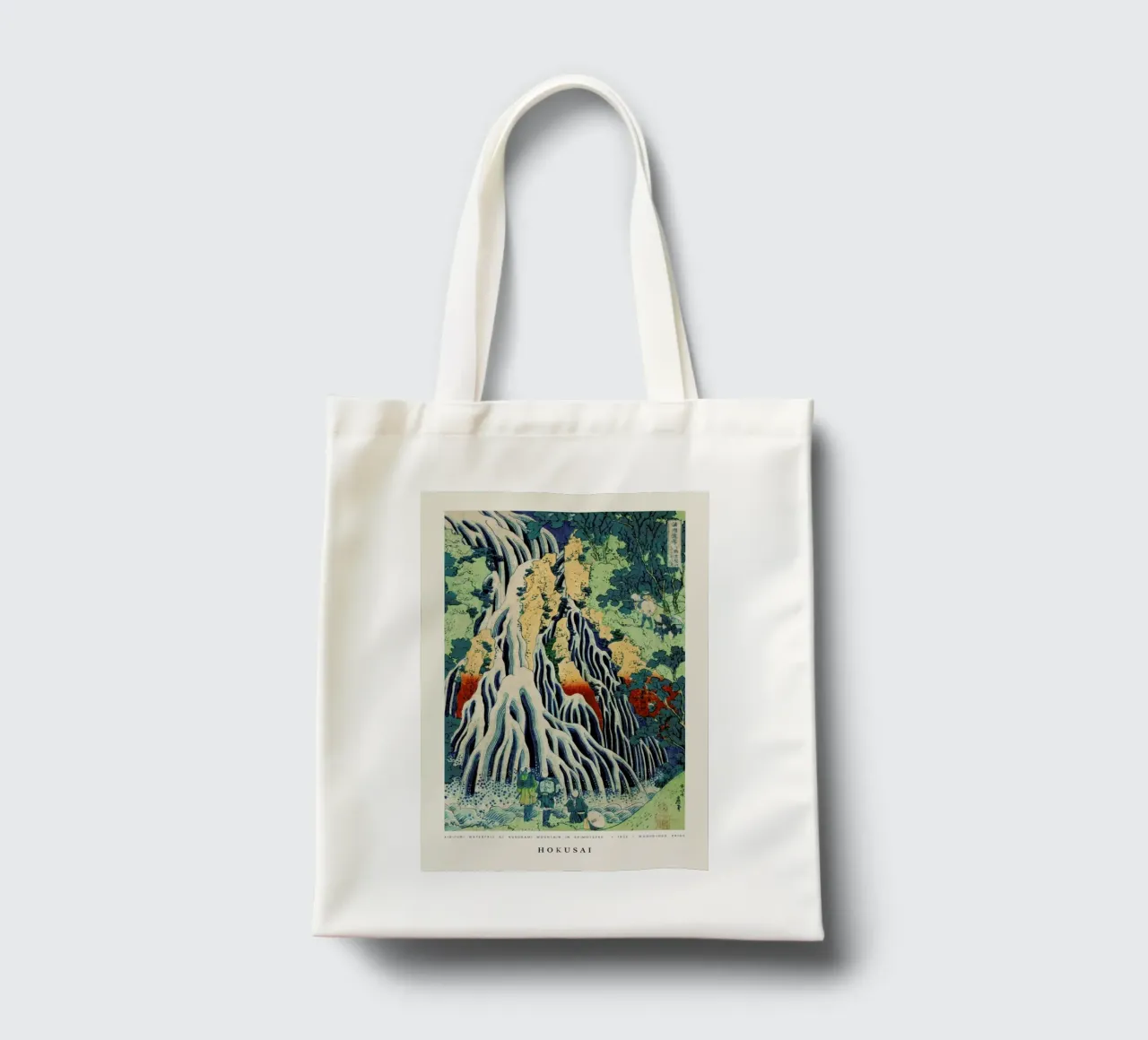 Hokusai - Kirifuri Waterfall at Kurokami Mountain in Shimotsuke II borsa in juta da Vintage by JUNIQE