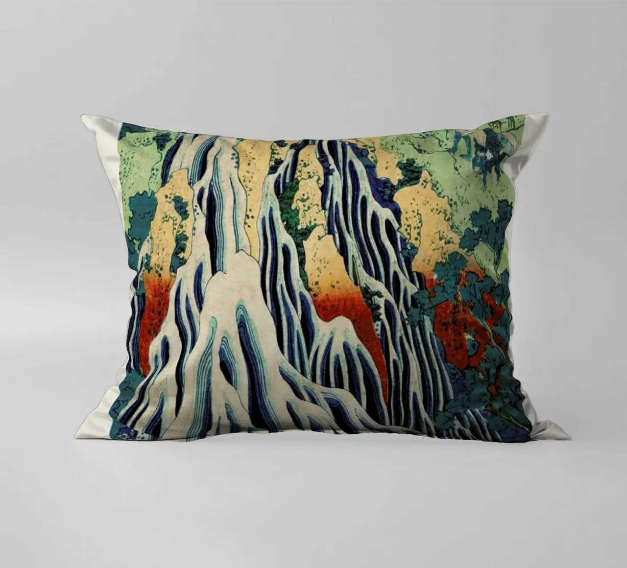 Hokusai - Kirifuri Waterfall at Kurokami Mountain in Shimotsuke II cuscino da Vintage by JUNIQE