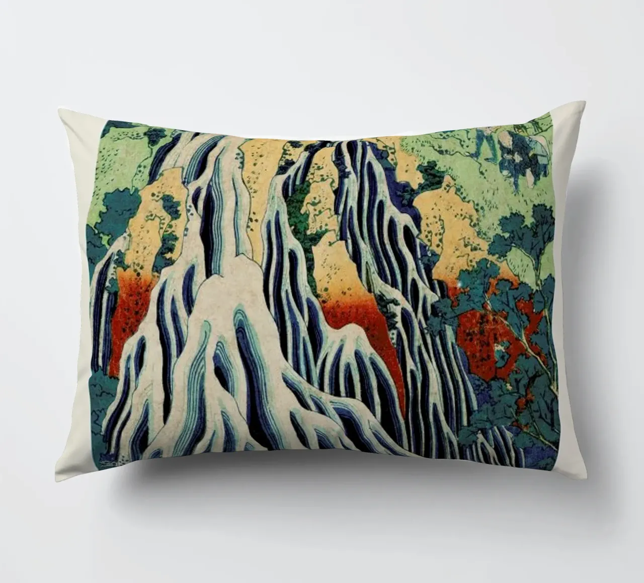 Hokusai - Kirifuri Waterfall at Kurokami Mountain in Shimotsuke II cuscino da Vintage by JUNIQE