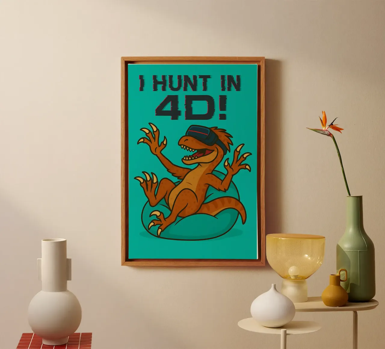 Funny Utahraptor Meme canvas with Floater frame by Funny Humor Art