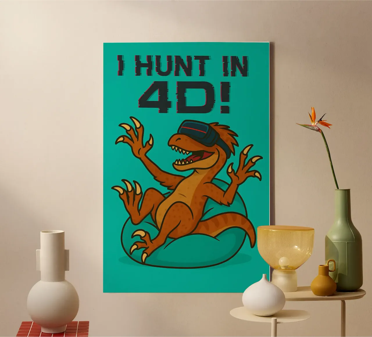 Funny Utahraptor Meme canvas with Floater frame by Funny Humor Art