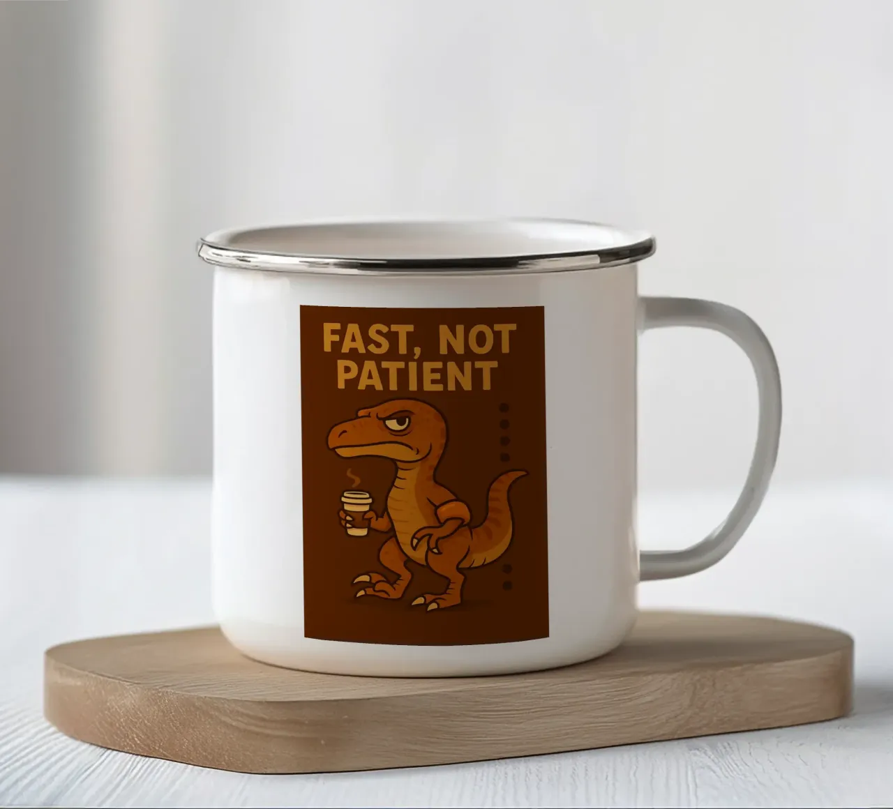 Meme divertente sui Velociraptor tazza in smalto da Funny Humor Art