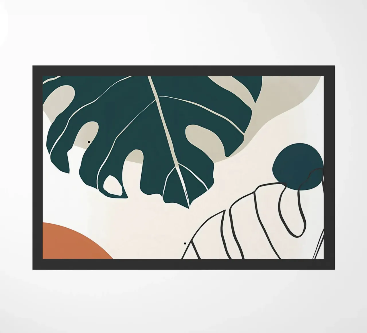 foglie di monstera forme astratte elementi geometrici zerbino da Janine P McGuire