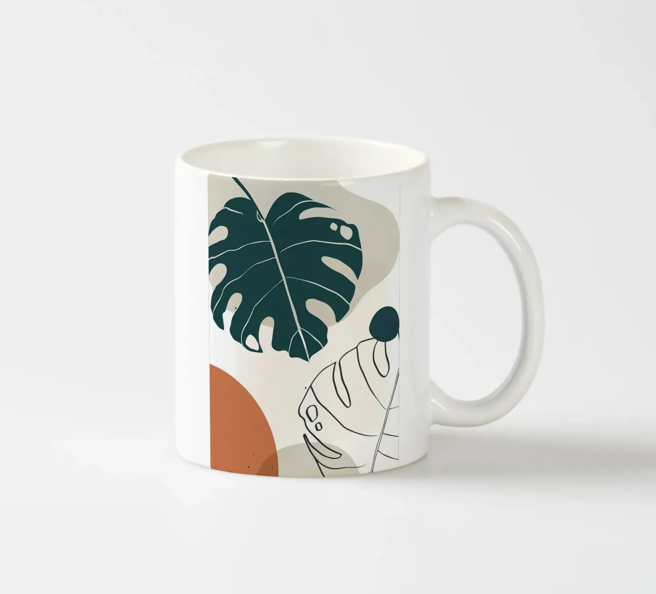 foglie di monstera forme astratte elementi geometrici tazza in ceramica da Janine P McGuire
