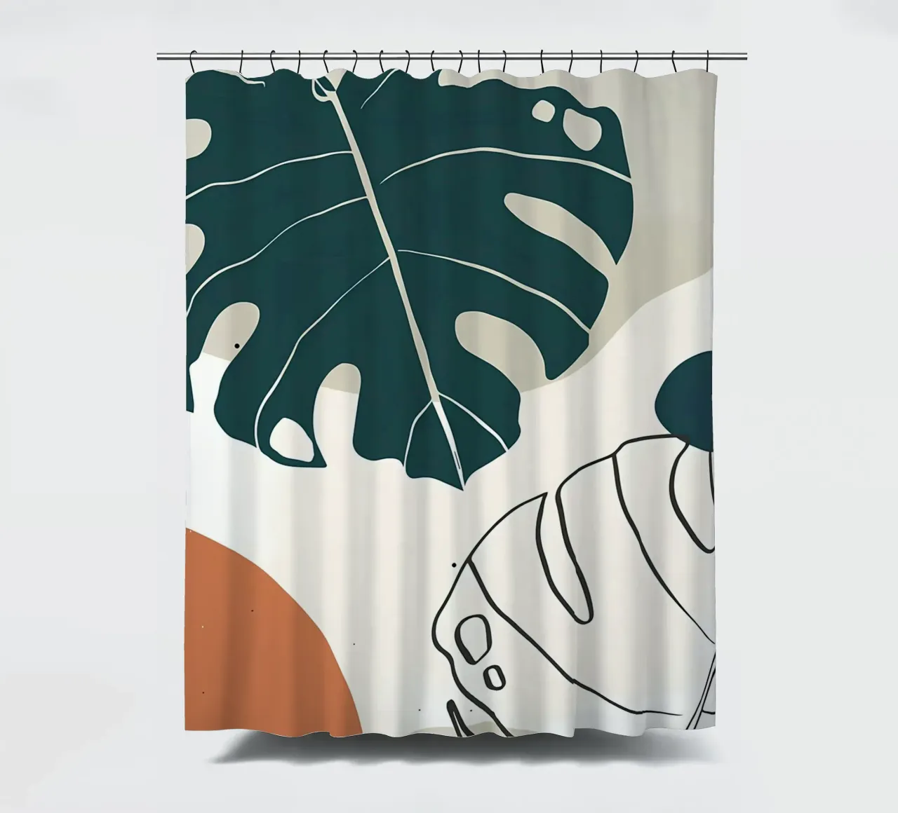 foglie di monstera forme astratte elementi geometrici tenda da doccia da Janine P McGuire