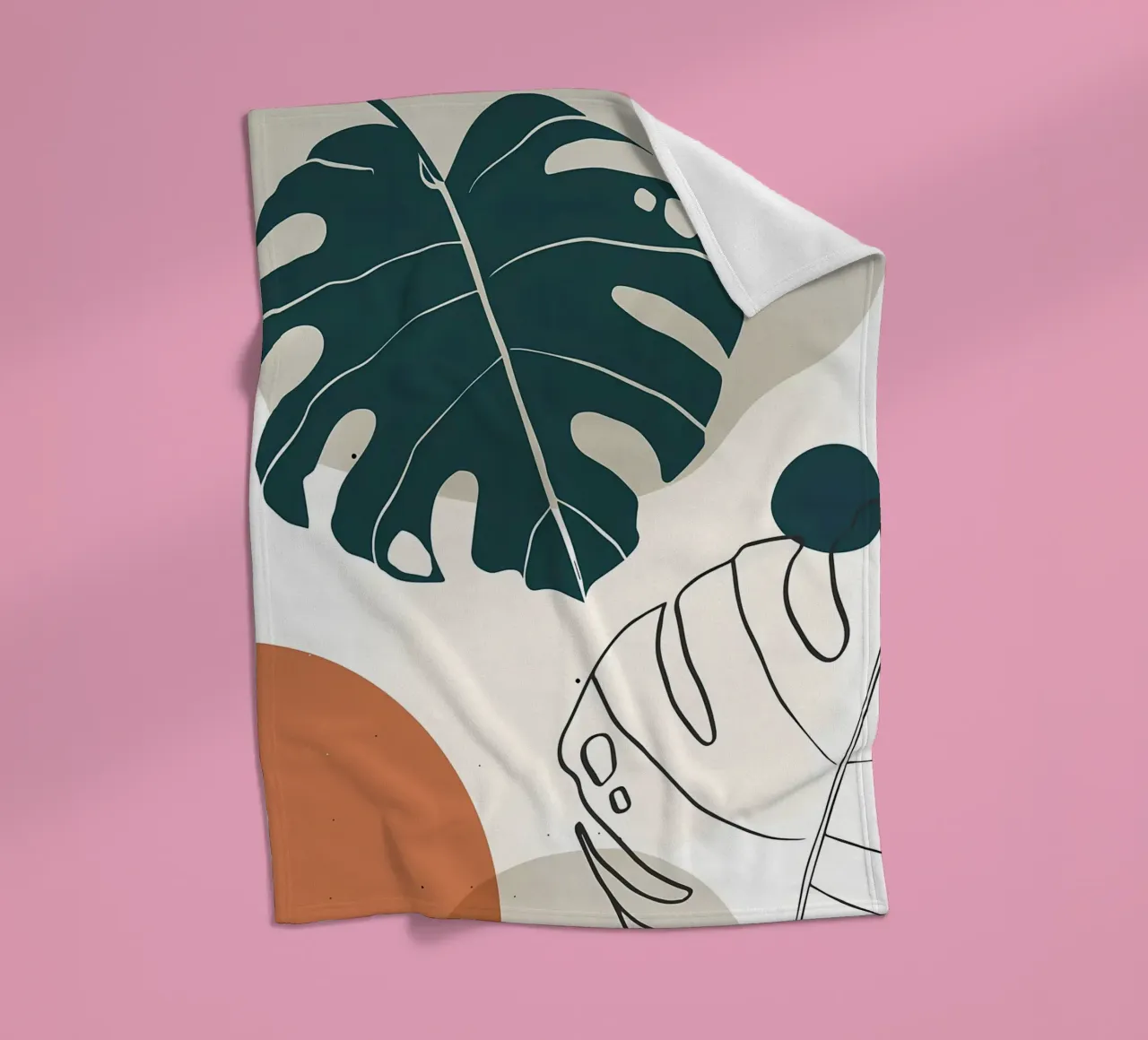 foglie di monstera forme astratte elementi geometrici coperta in pile da Janine P McGuire