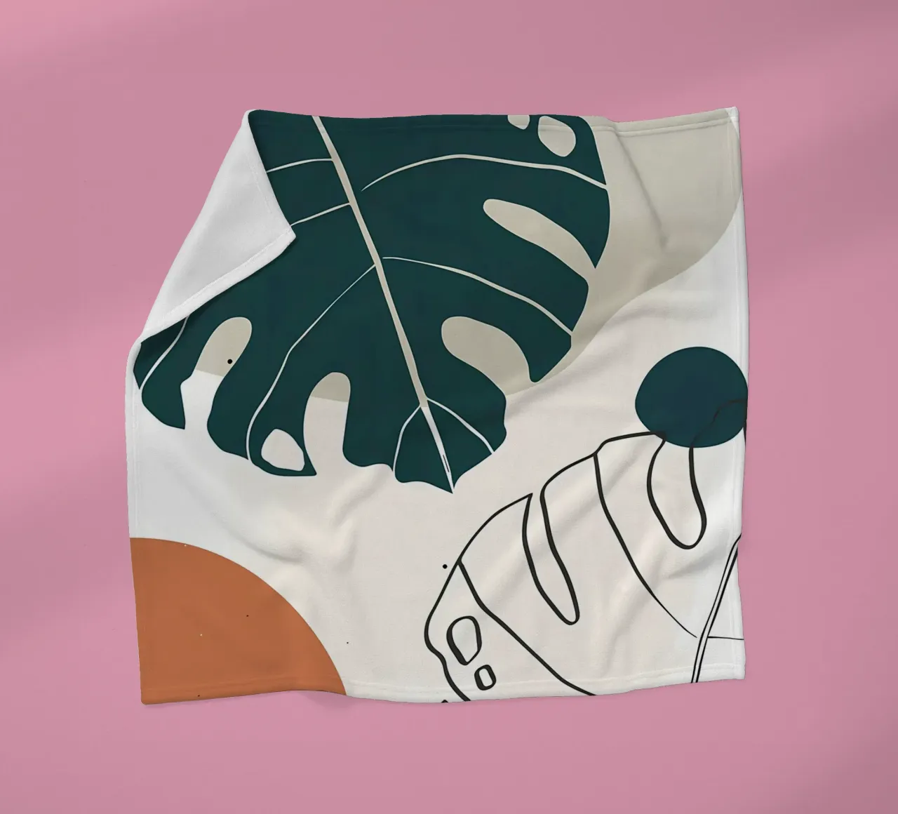 foglie di monstera forme astratte elementi geometrici coperta in pile da Janine P McGuire