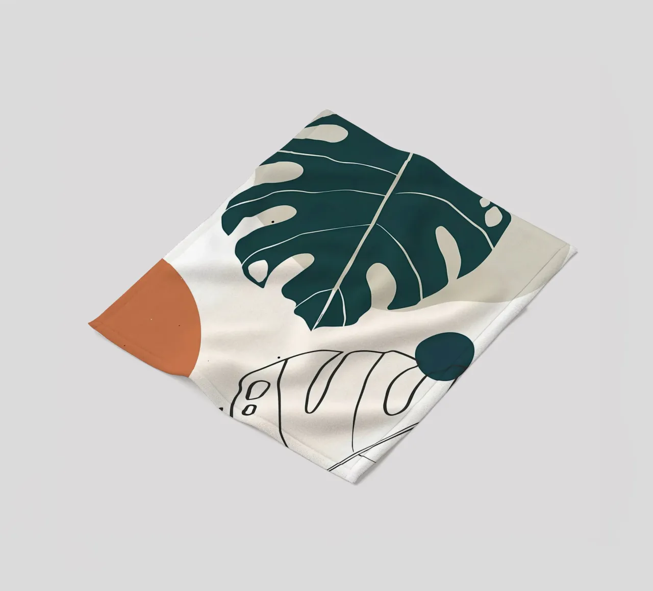 foglie di monstera forme astratte elementi geometrici coperta in pile da Janine P McGuire
