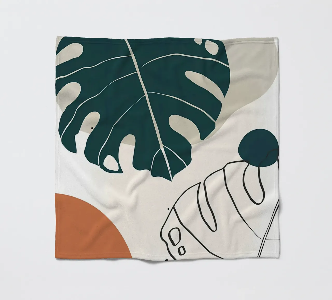 foglie di monstera forme astratte elementi geometrici coperta in pile da Janine P McGuire