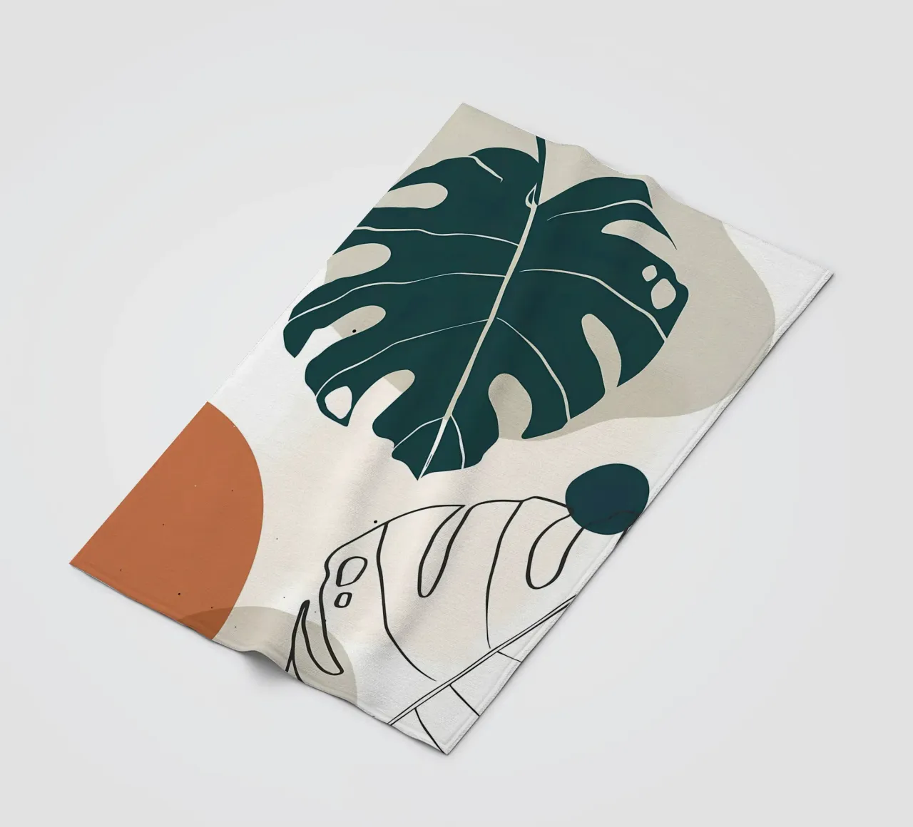 foglie di monstera forme astratte elementi geometrici coperta in pile da Janine P McGuire