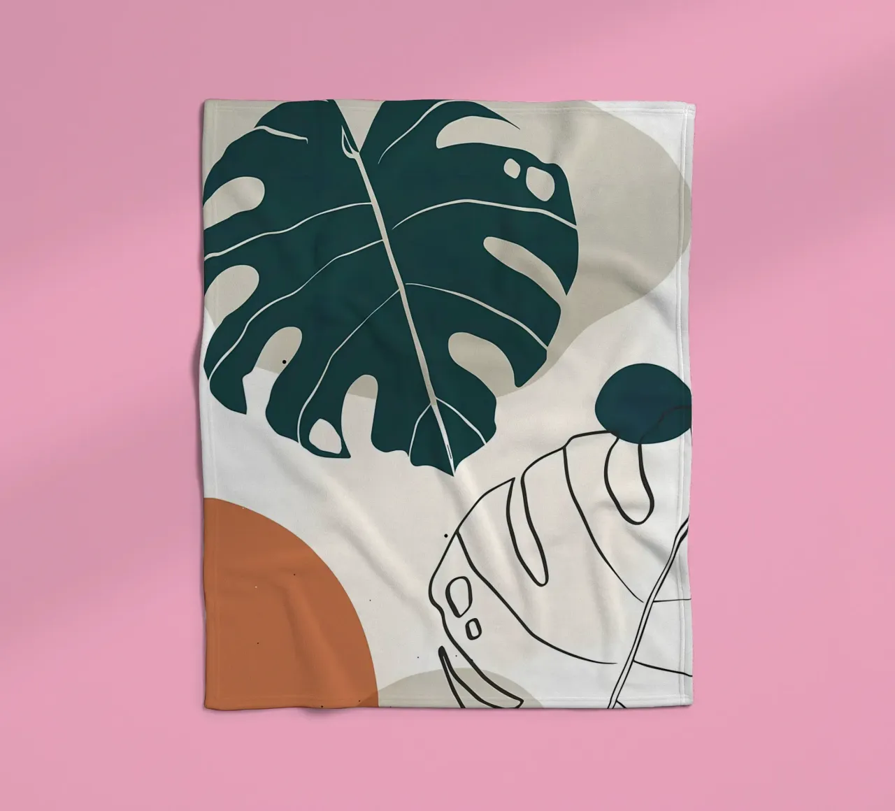 foglie di monstera forme astratte elementi geometrici coperta in pile da Janine P McGuire