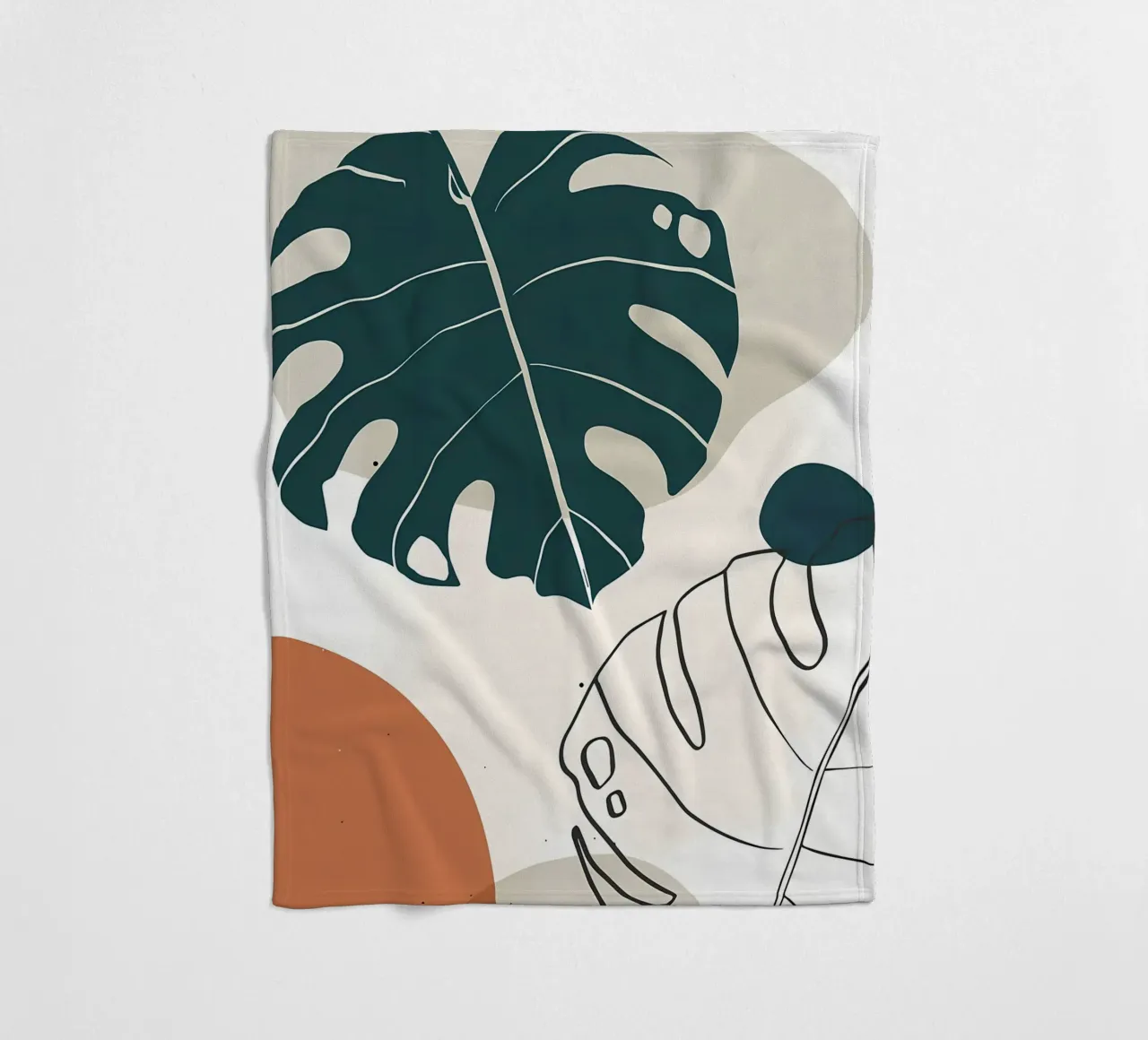 foglie di monstera forme astratte elementi geometrici coperta in pile da Janine P McGuire