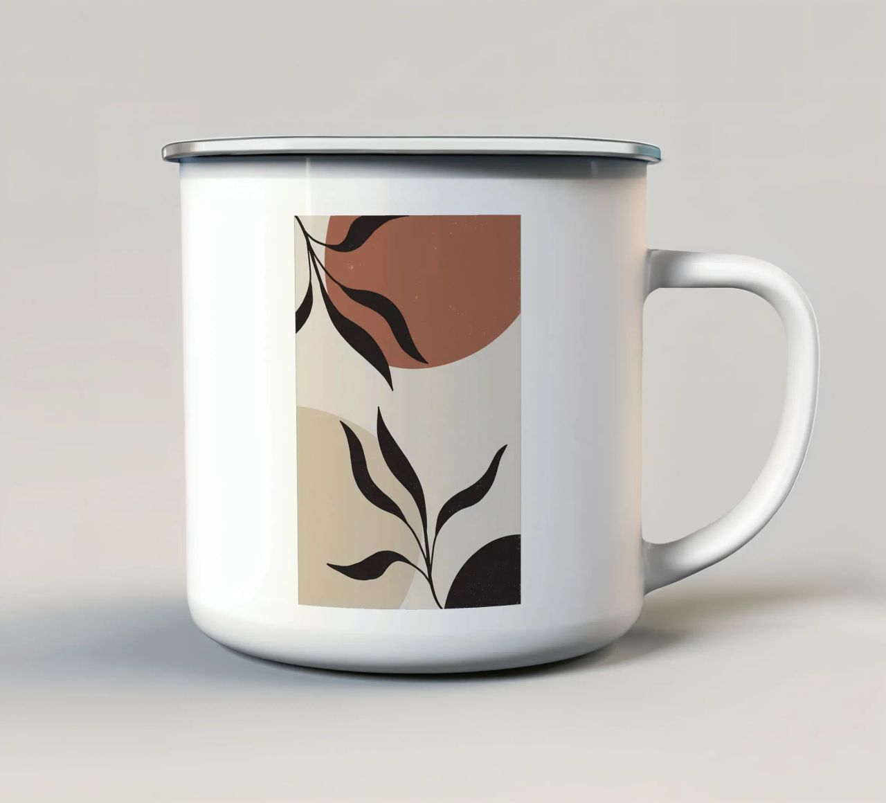 foglie forme astratte linee curve forme geometriche tazza in smalto da Janine P McGuire