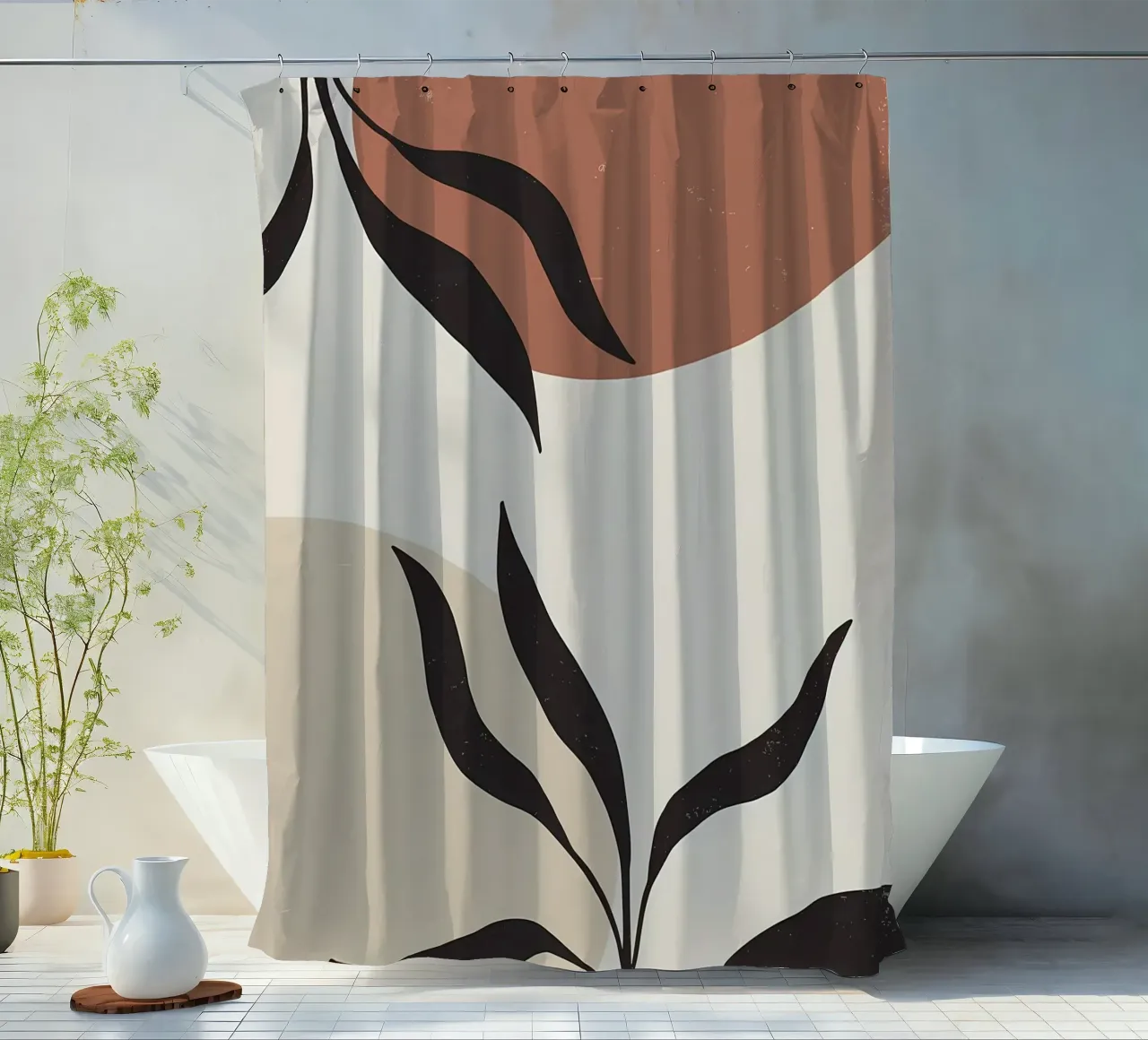 foglie forme astratte linee curve forme geometriche tenda da doccia da Janine P McGuire